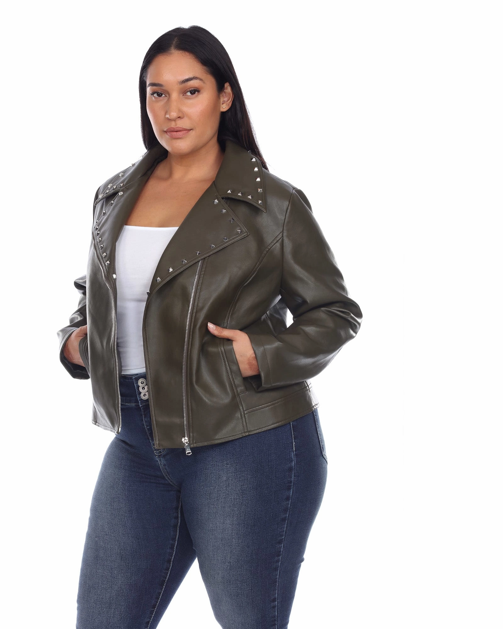 PU Faux Leather Jacket | Olive Weather Control