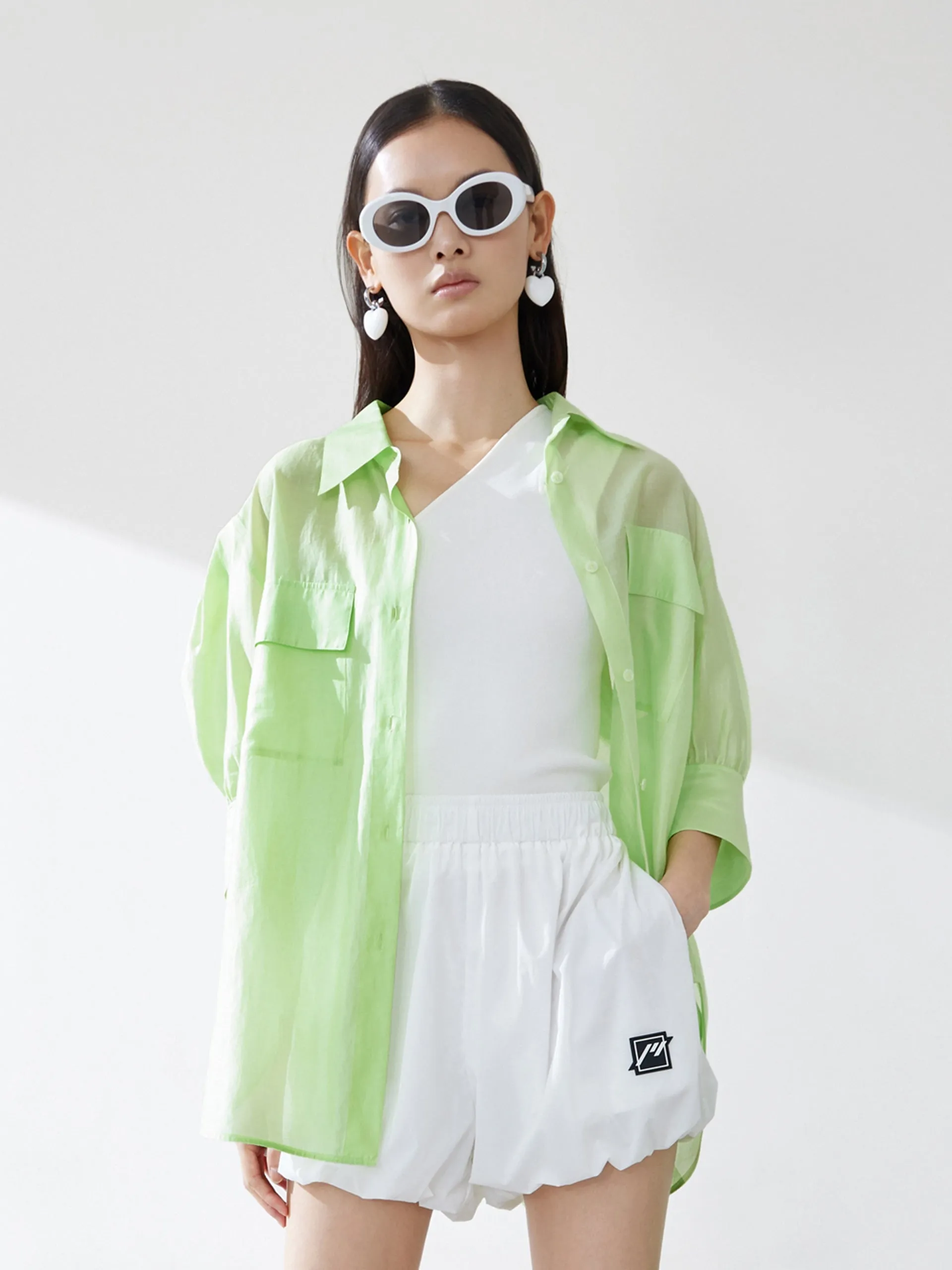 Holiday Outfit Fashion Comfort Puff Sleeve Pocket Shirt