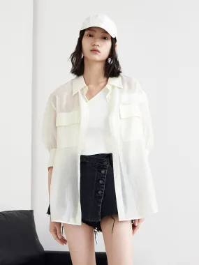 Puff Sleeve Pocket Shirt Reinforced Hems