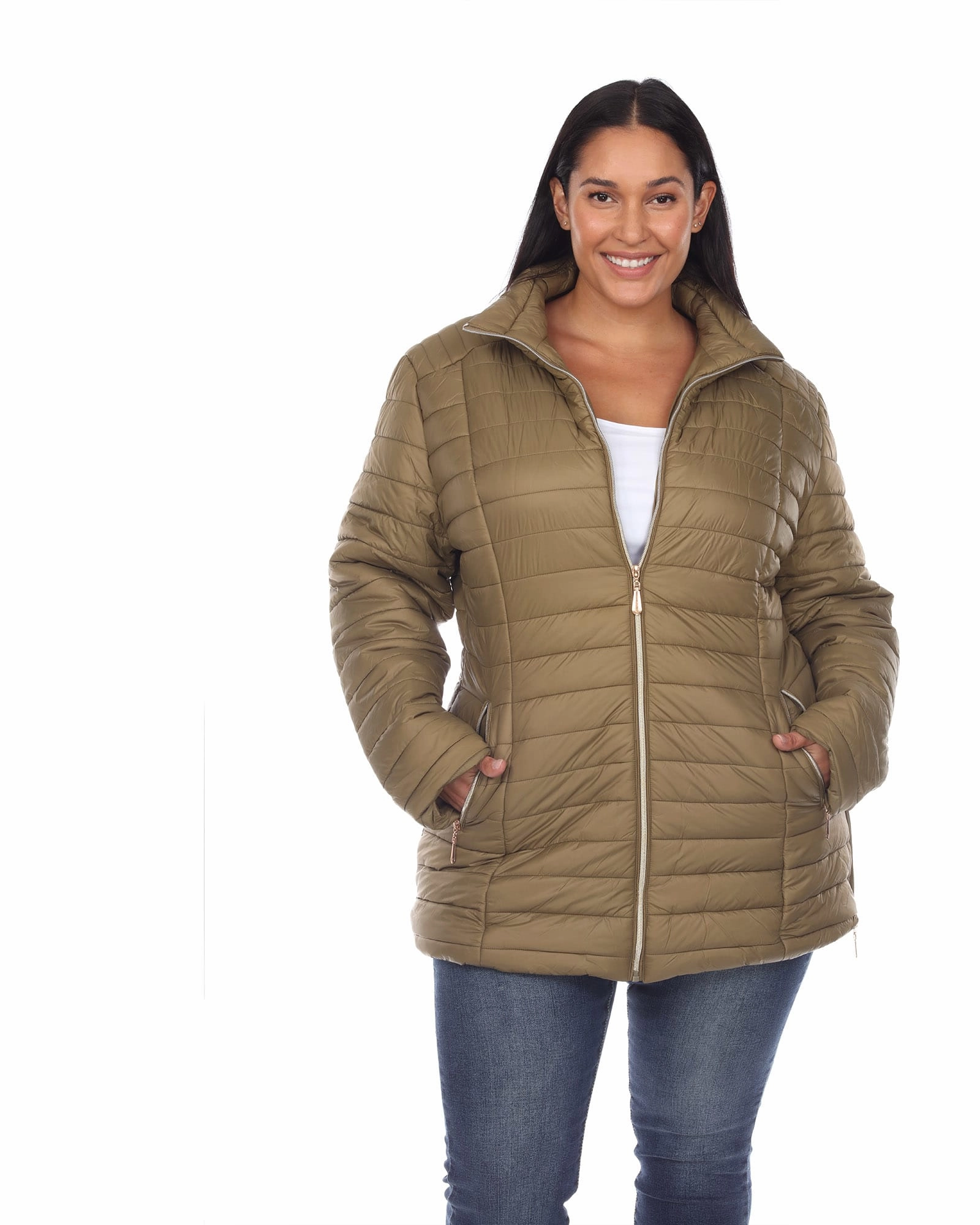 Skiing Puffer Coat | Army Olive