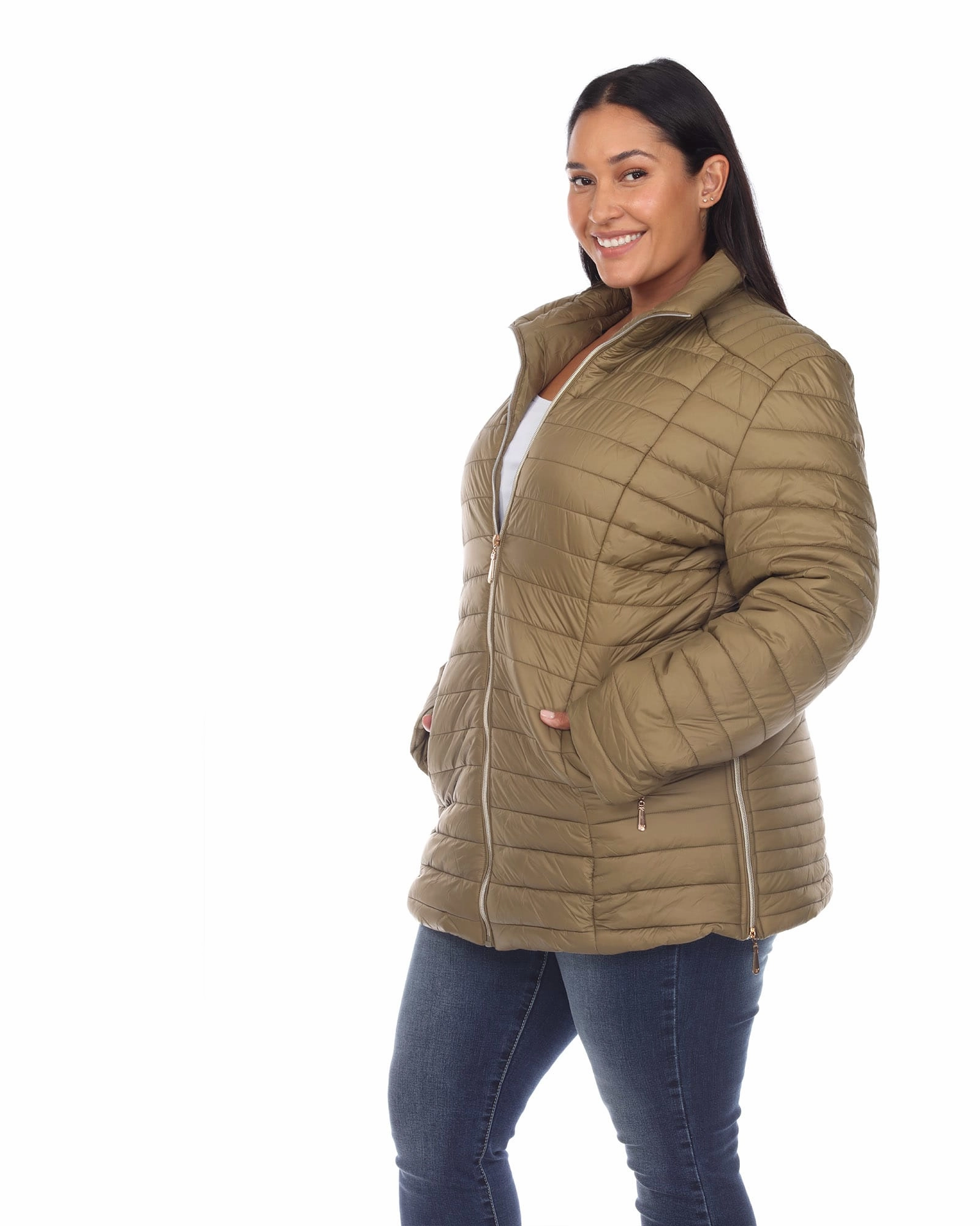 Display Puffer Coat | Army Olive