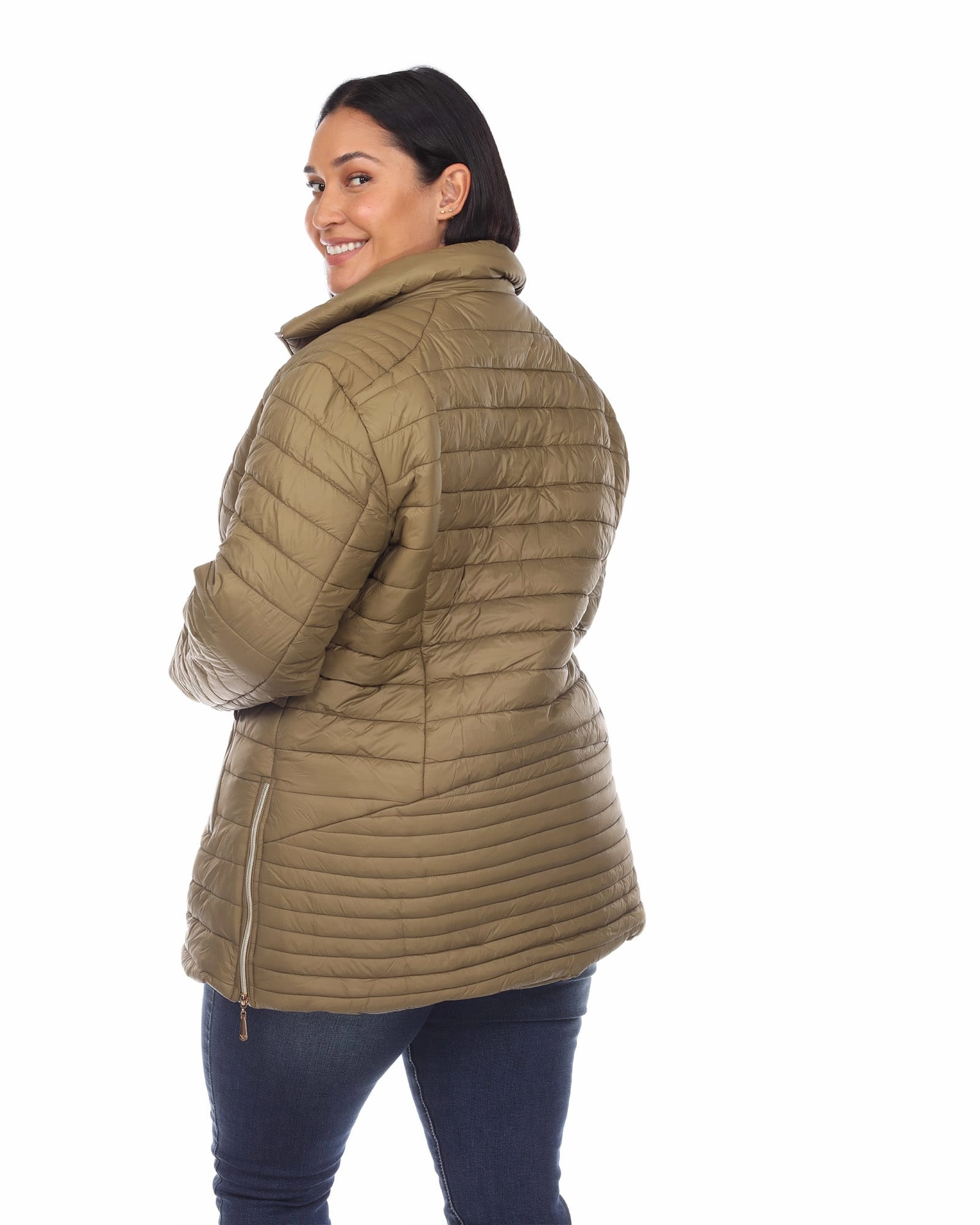 Puffer Coat | Army Olive Fleece