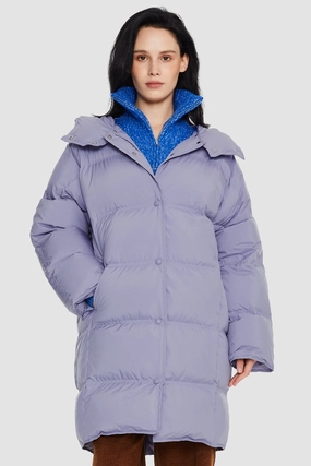 Puffy Puffer Down Jacket with Detachable Hood Comfortable lining Tear Resistant Fabric
