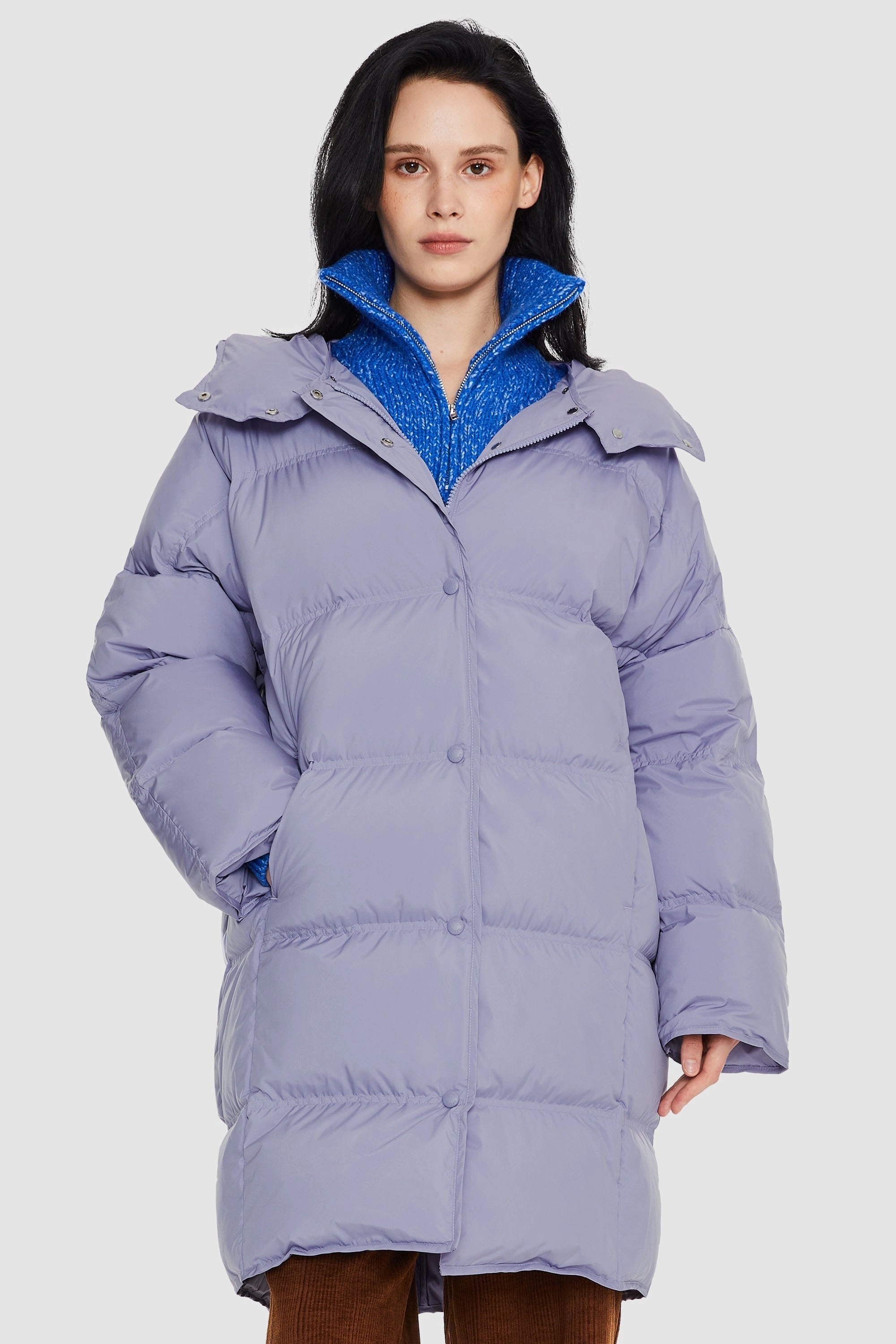 Short Length Puffy Puffer Down Jacket with Detachable Hood