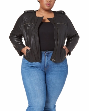 Bella Leather Jacket | BLACK Performance Layer Hooded