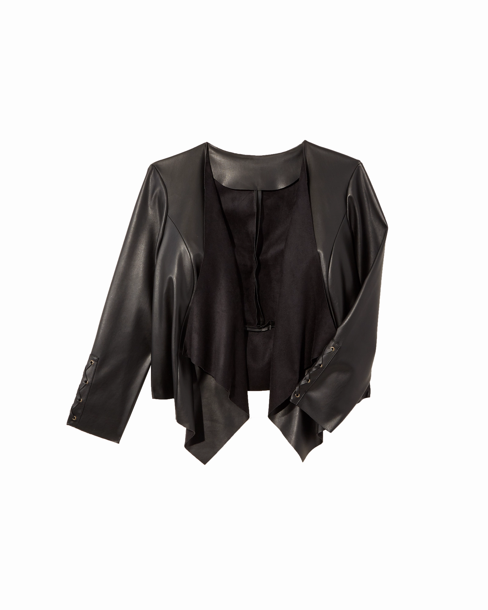 Enjoy Casual Mulberry Faux Leather Jacket | Black