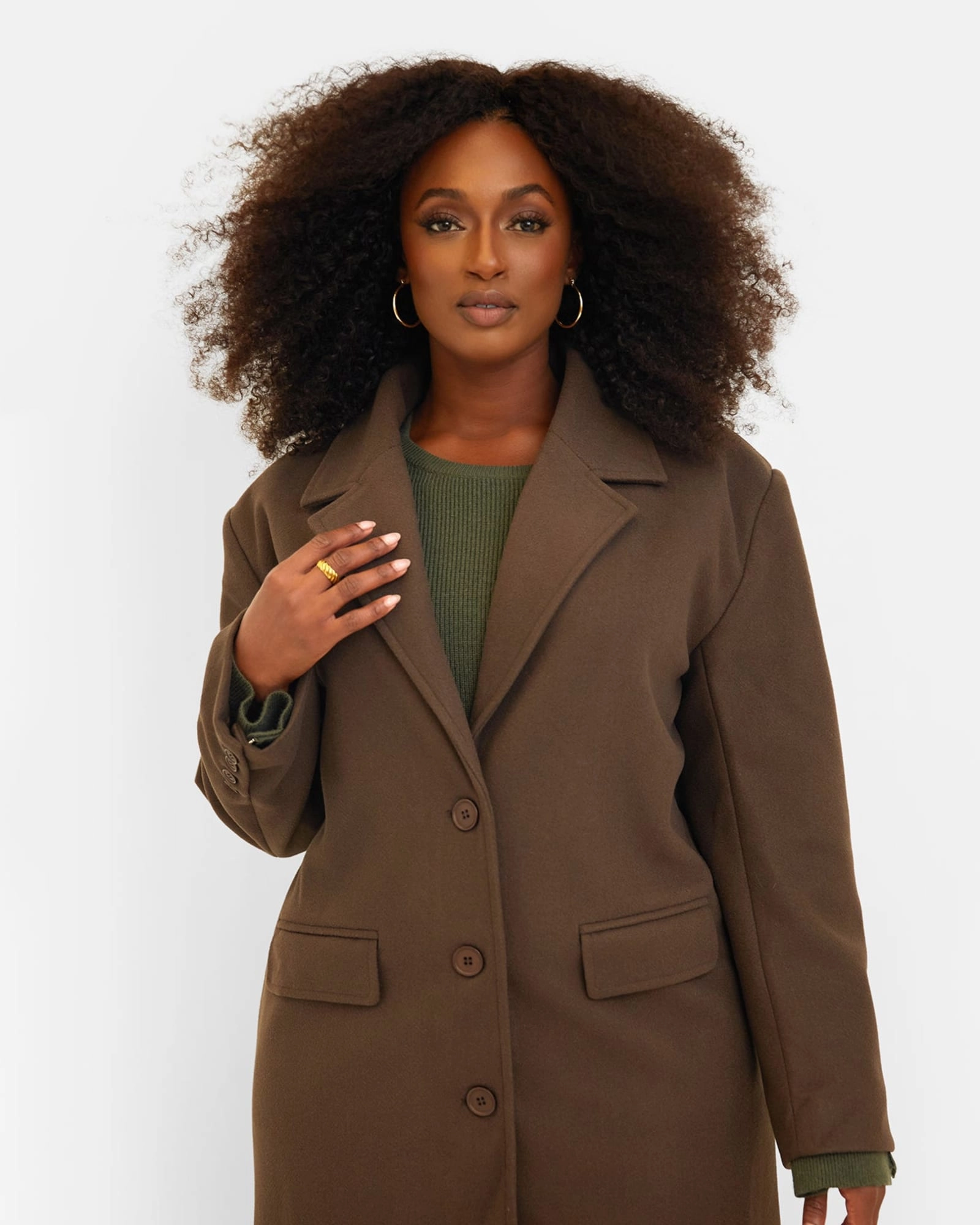 Dolce Wool Blend Double Breasted Coat - Brown | Brown Introduce