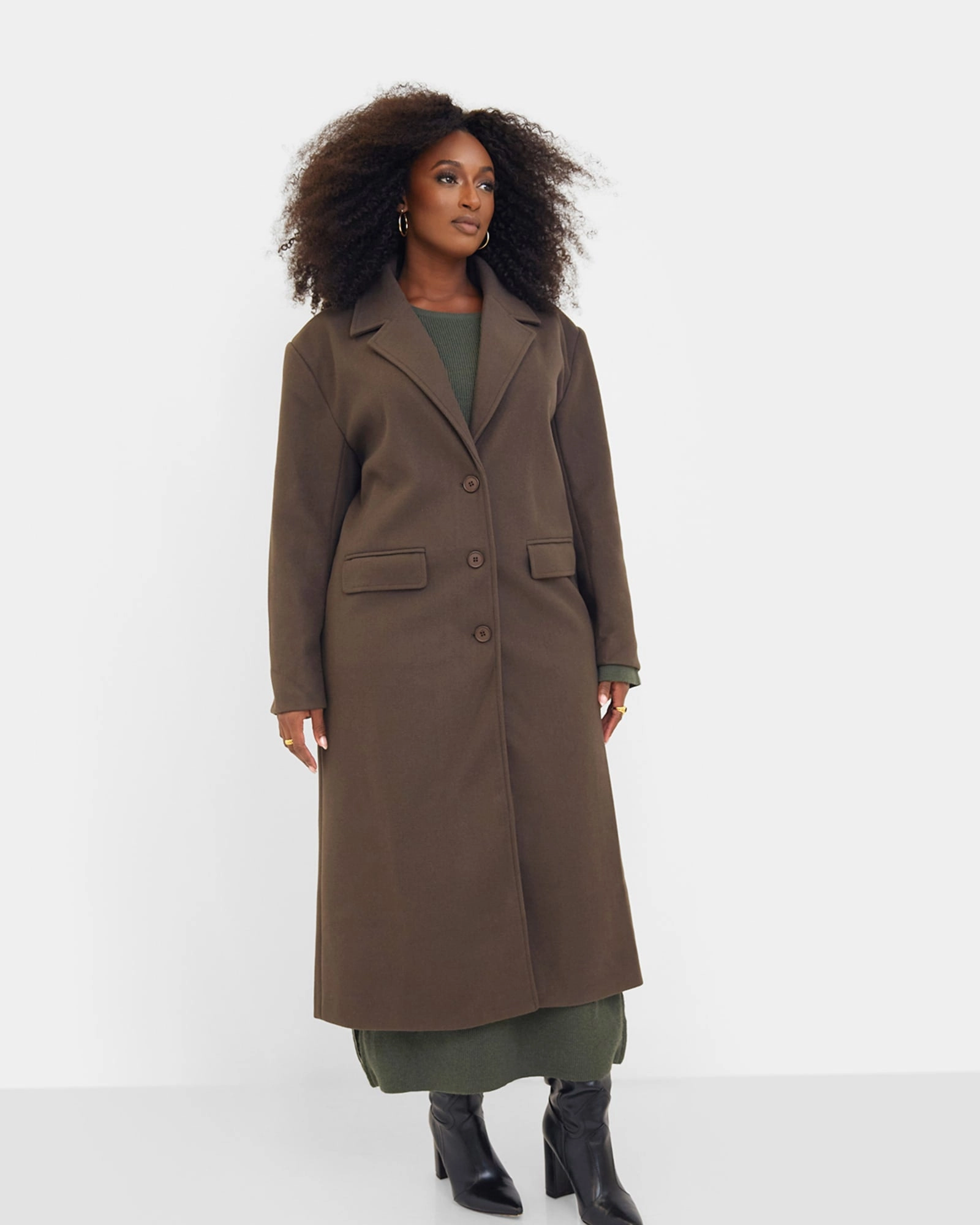 Unveil Dolce Wool Blend Double Breasted Coat - Brown | Brown