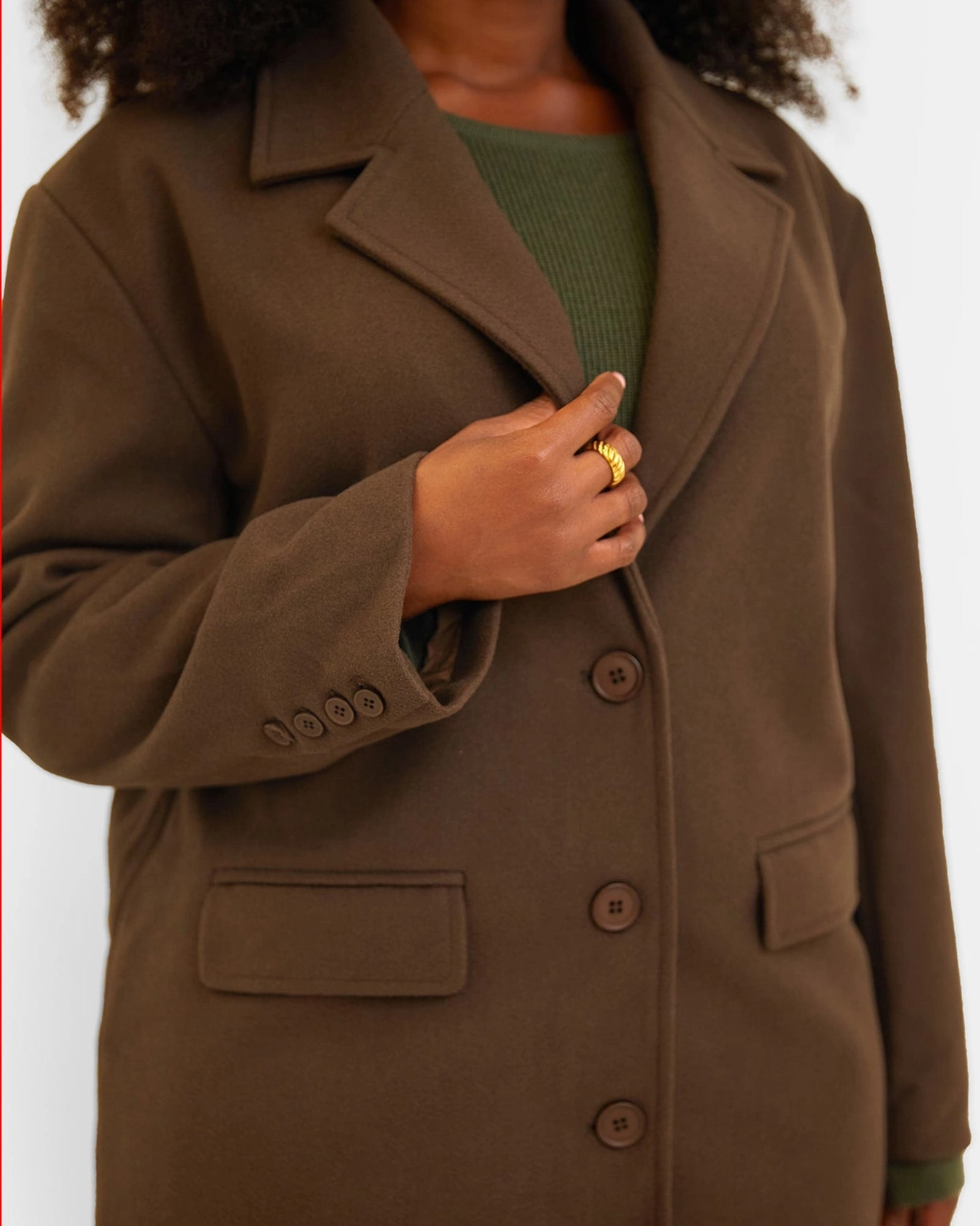Stretchable Dolce Wool Blend Double Breasted Coat - Brown | Brown