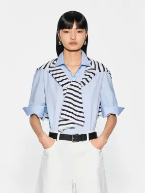 No Slip Shoulder Grip Party Ready Pure Color Cotton Shirt