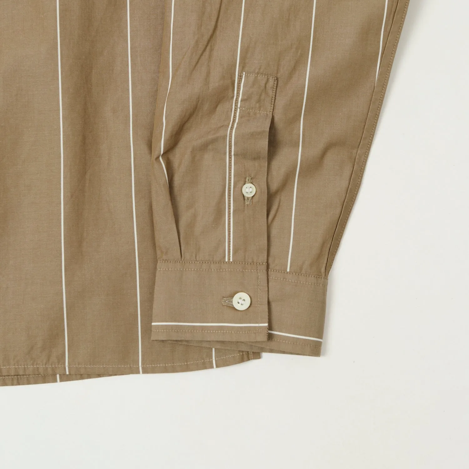 Knickerbocker Bowery Fine Cotton Shirt - Brown/White Stripe Polished Placket Fashion Comfort