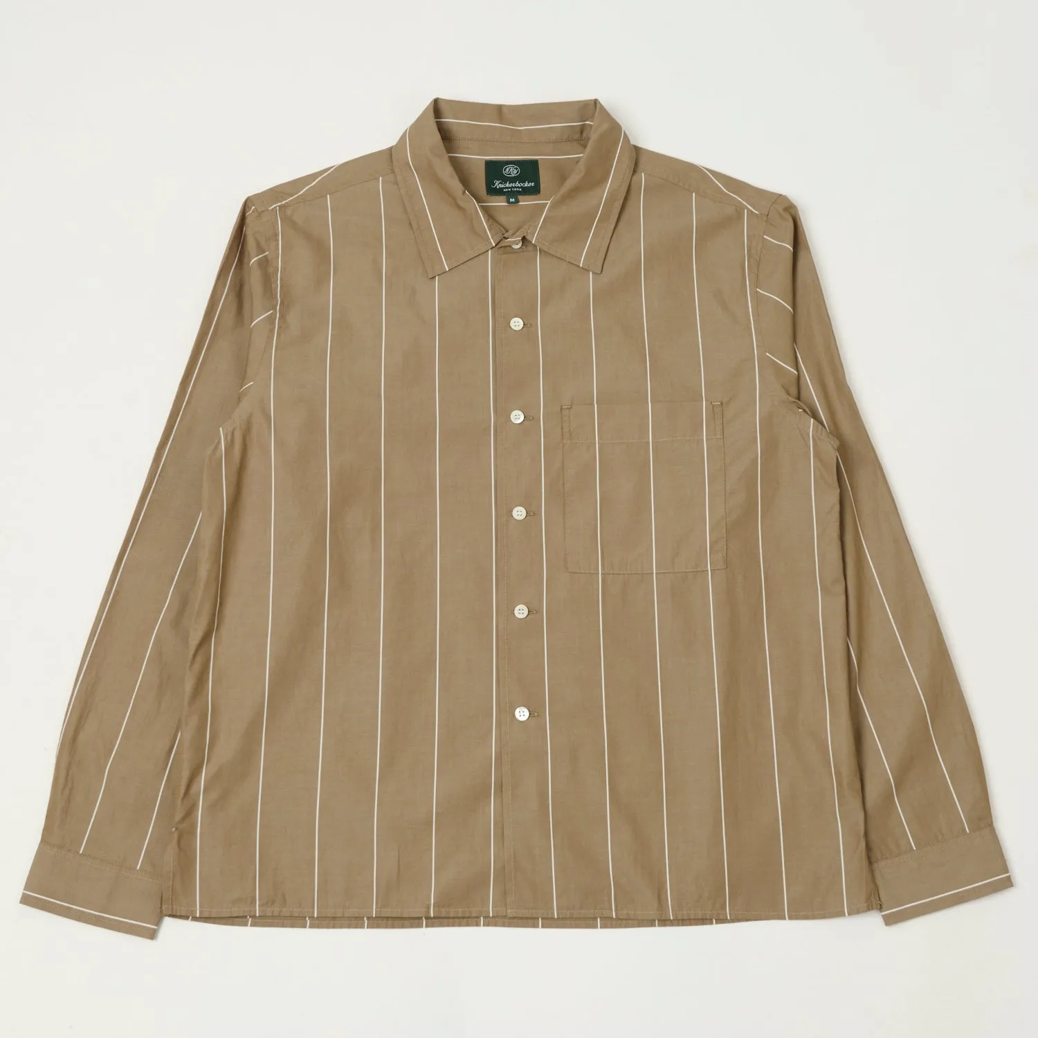 Knickerbocker Bowery Fine Cotton Shirt - Brown/White Stripe elegant design Button-up