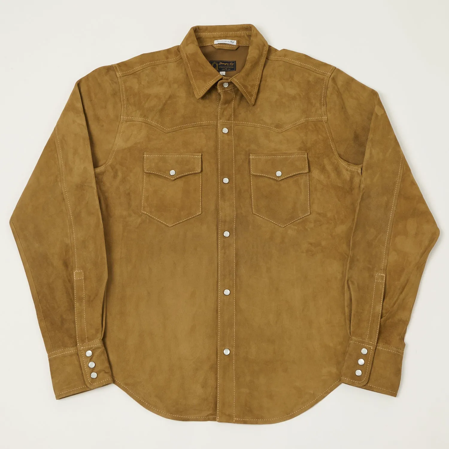Shangri-La Heritage 'Gonzo' Suede Western Shirt - Mud Relaxed Silhouette