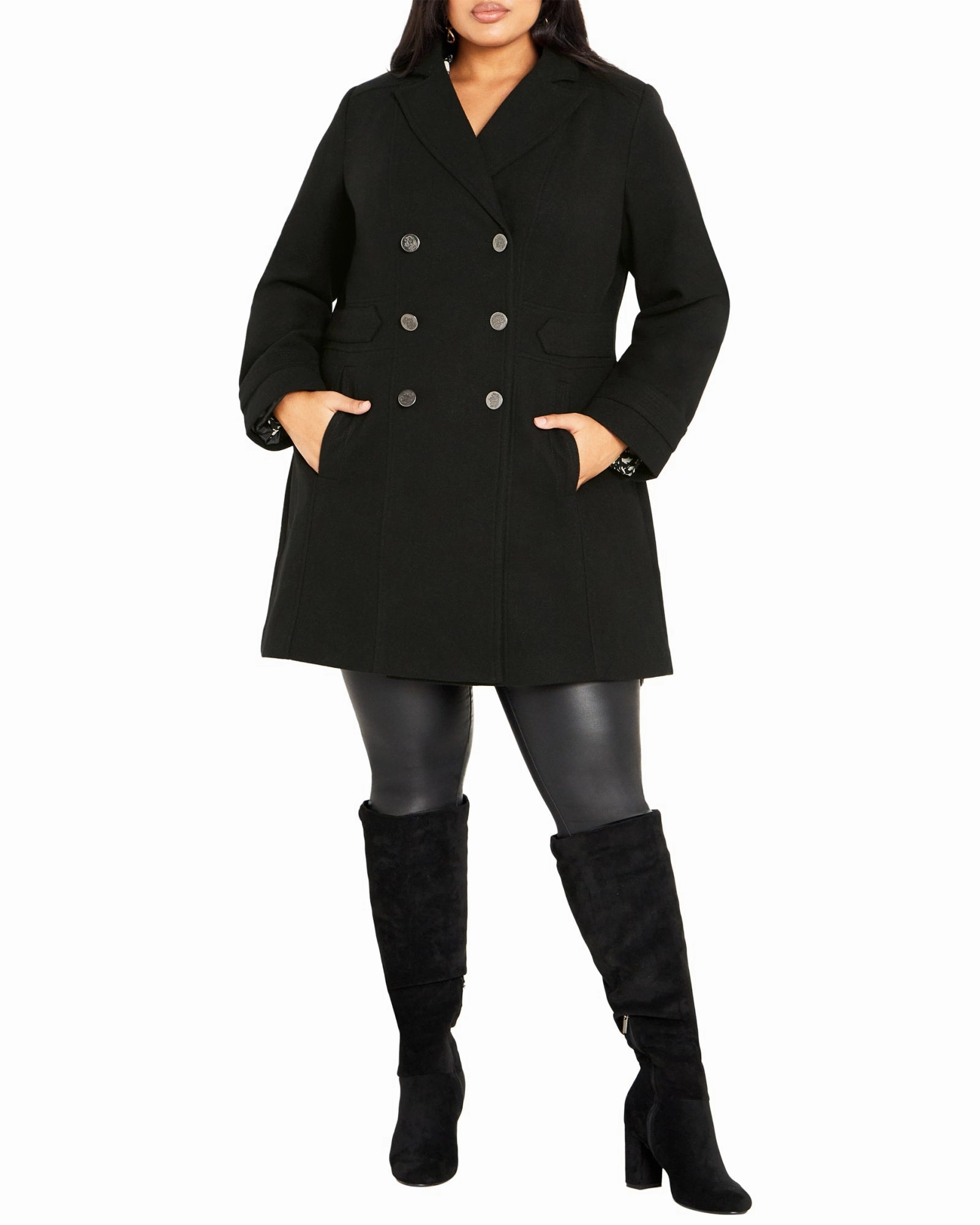 Shelly Military Coat | Black Adaptive Climate Control