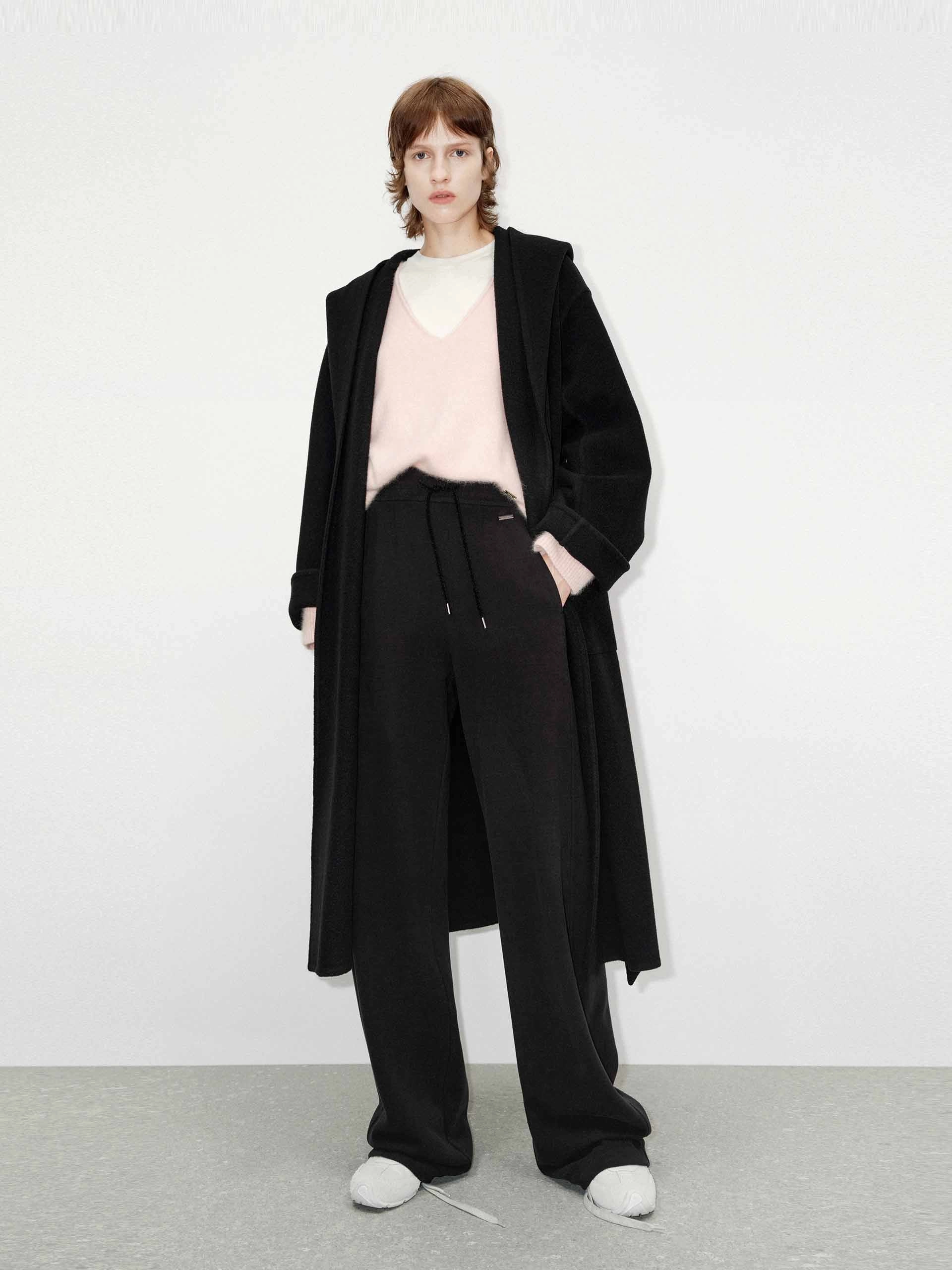 Tear Resistant Fabric Versatile Daily Layer Include Belt Merino Wool Coat