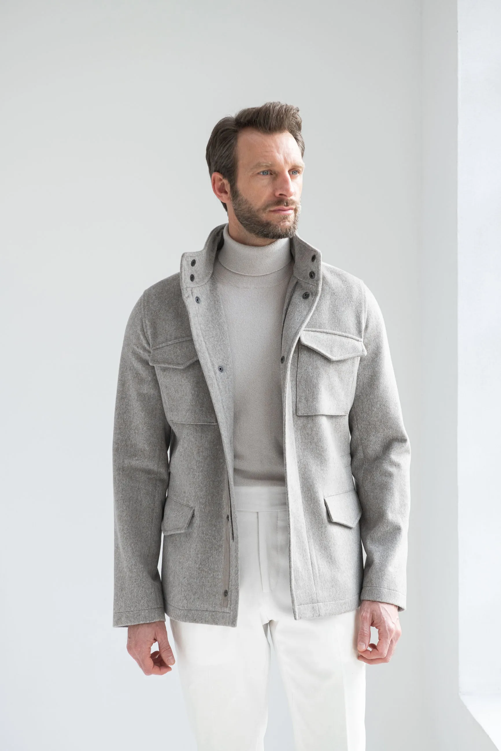 Beige field jacket - Made in Italy Breathable Lining