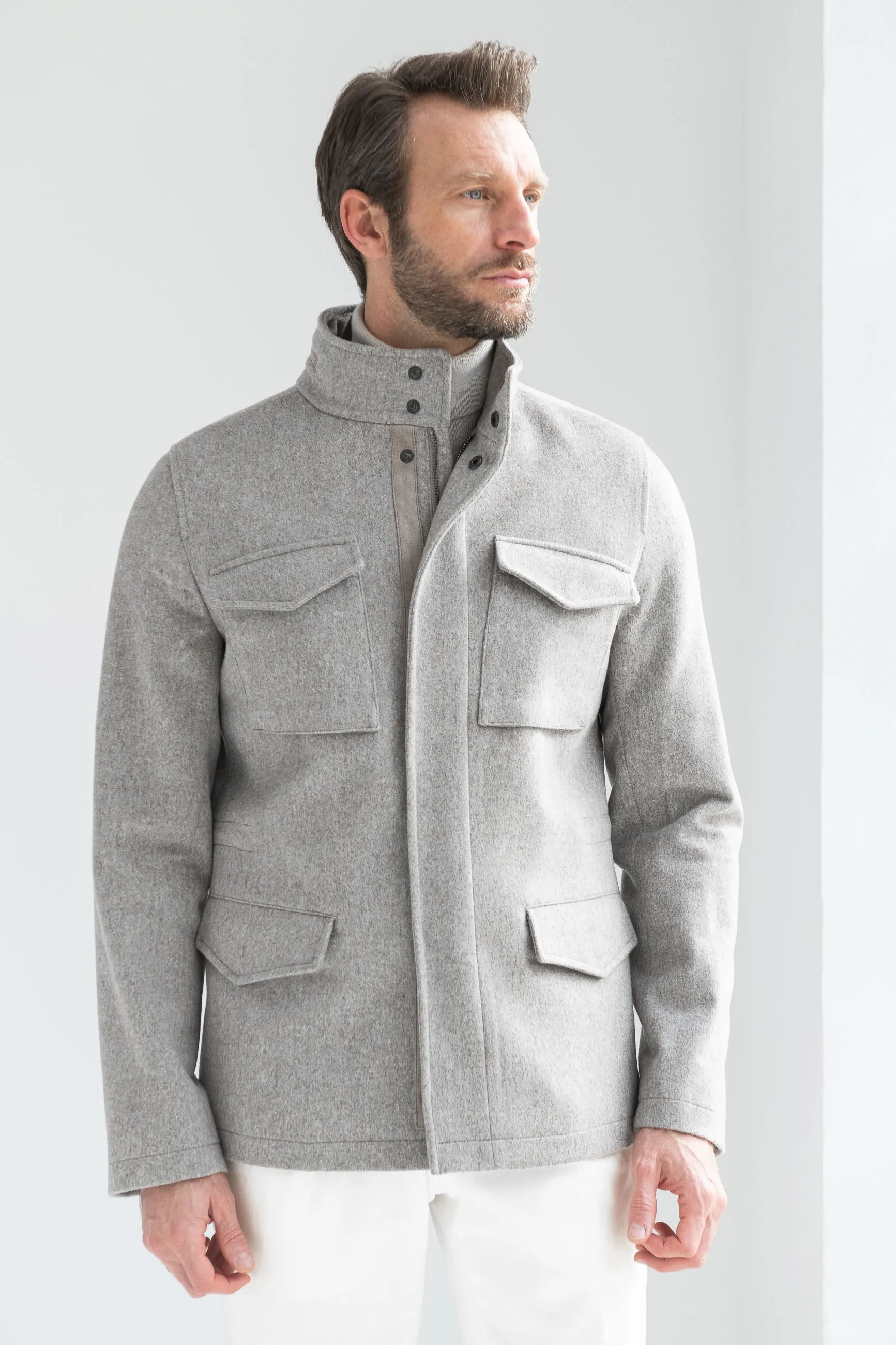 OdorControl Treatment Beige field jacket - Made in Italy