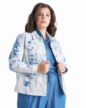 Jazlyn Distressed Denim Jacket | Light Wash Stretchable Panels Revolutionize