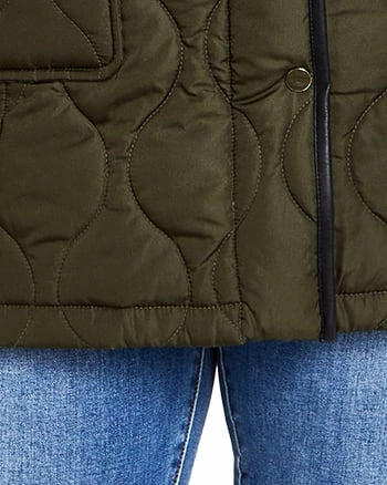 Quilted Contrast Coat | Olive Green Crisp Air