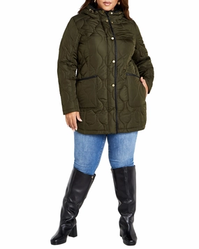 Advantage Quilted Contrast Coat | Olive Green