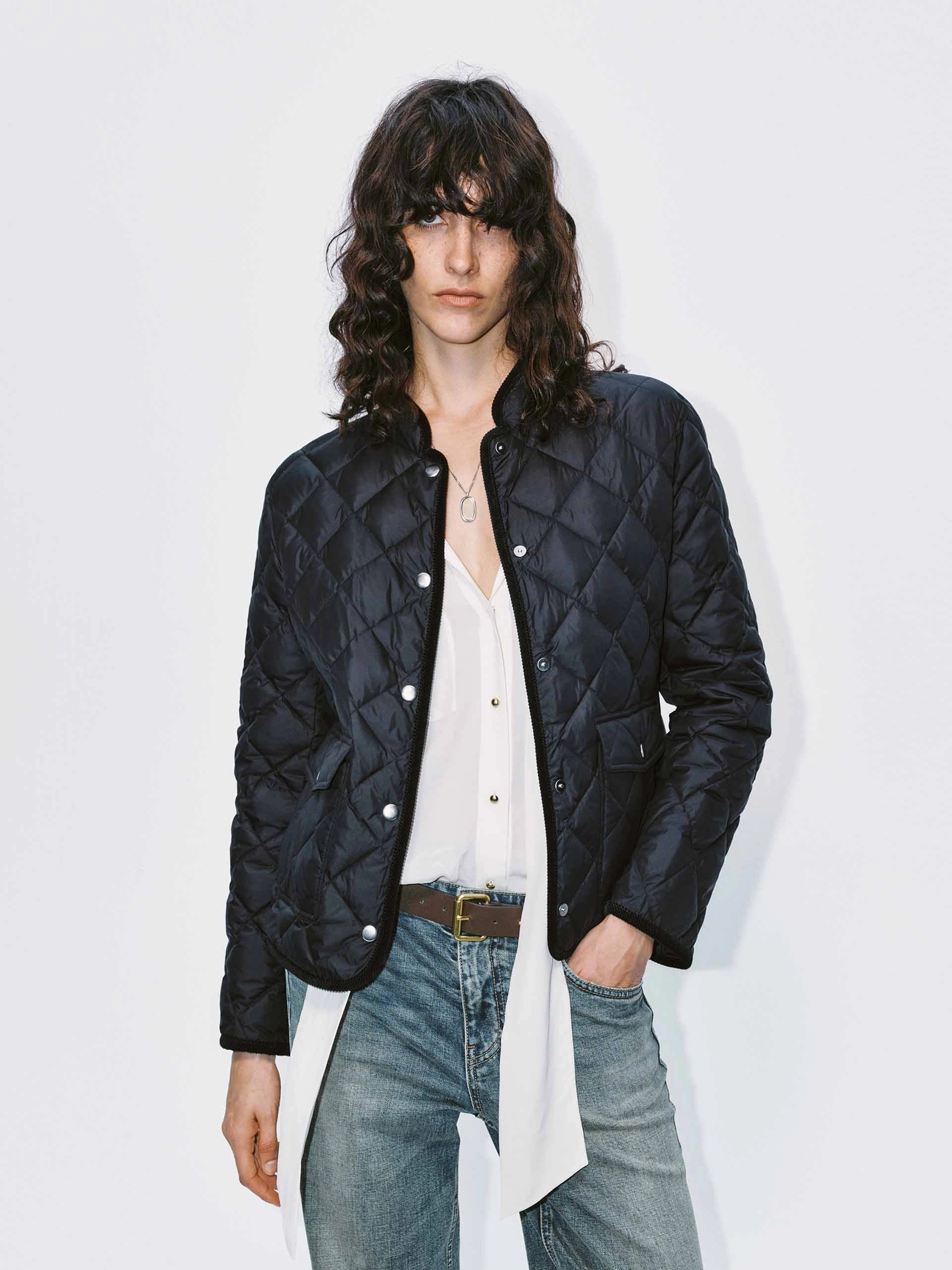 Quilted Mock Neck Down Jacket Convertible Collar Design