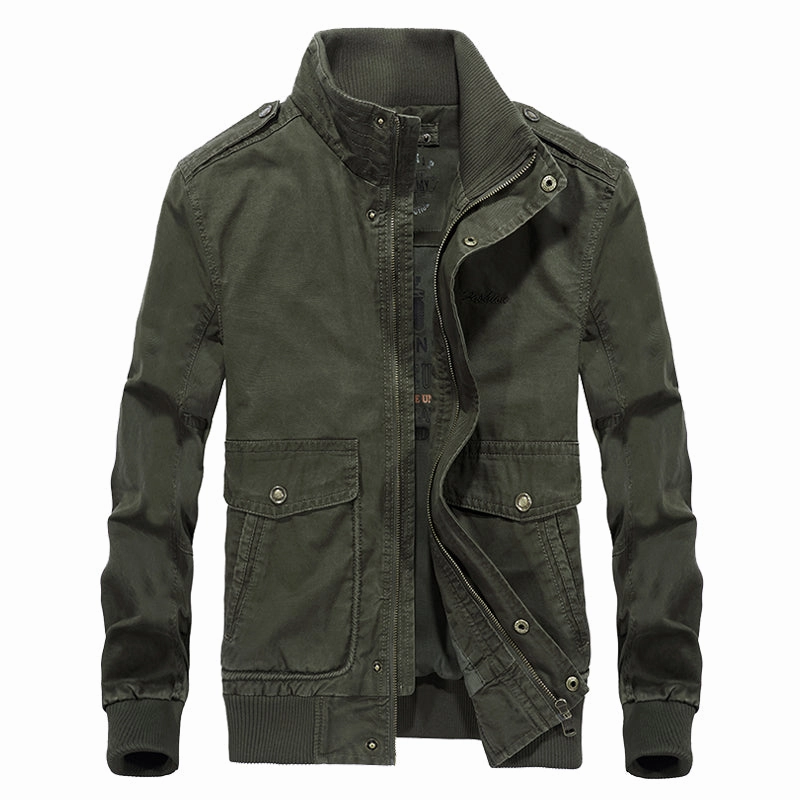 West Louis? Multi-Pockets Stand Collar Military Jacket Trek Ready