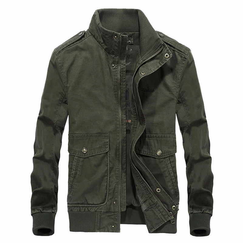 West Louis? Multi-Pockets Stand Collar Military Jacket Weatherproof Protection Active Fashion