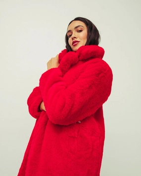 Outdoor Adventure Gear Red Faux Fur Teddy Coat | Red