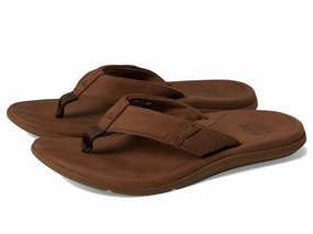 Reef Santa Ana CJ2902 Sandal Men's US 11 Brown Leather Round toe Slip-On ZOGG41 Insole Cushion Fresh Air