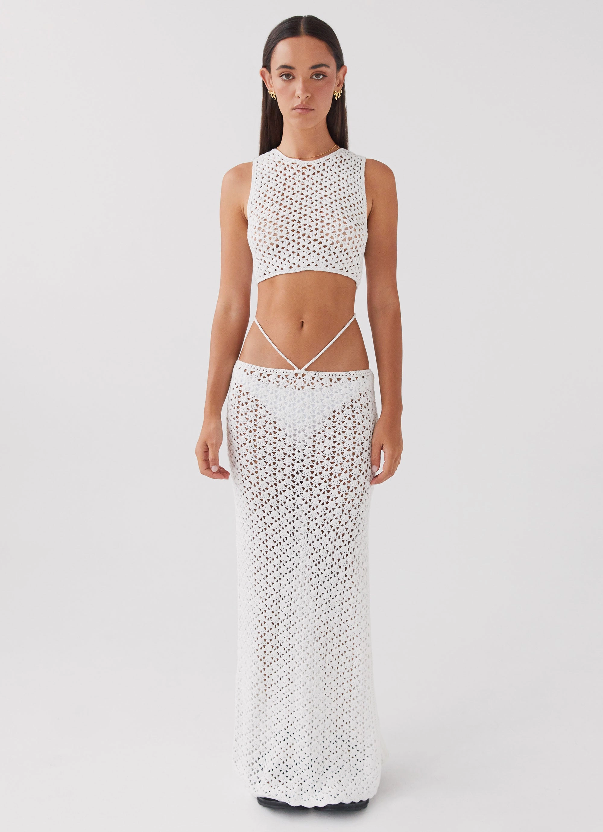 Mabel Bay Crochet Tank Top - White Relaxed Feel Gentle Flow