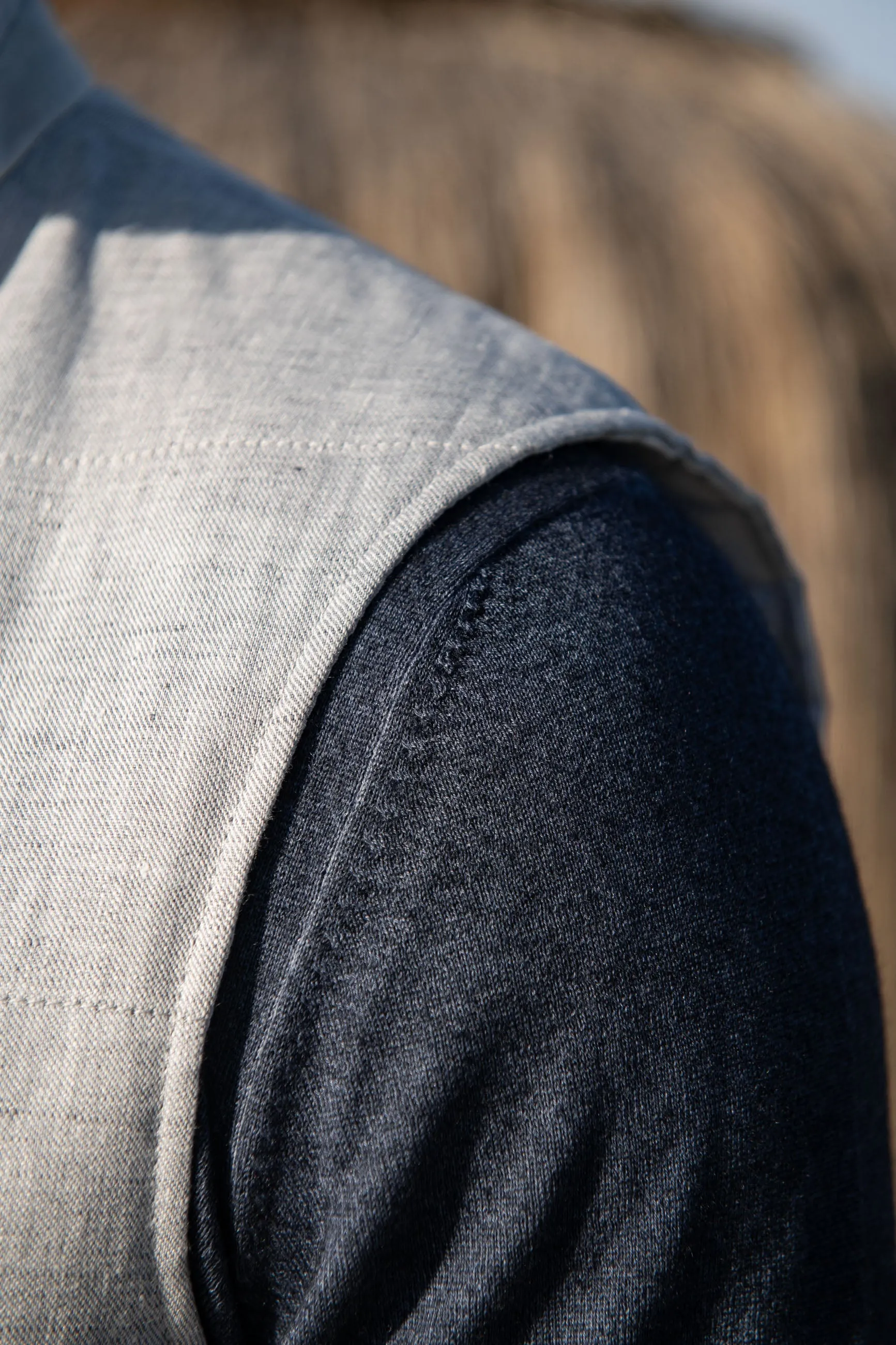 Chalk grey linen vest ?C Made in Italy Comfy Fit Piece Stormproof Zipper