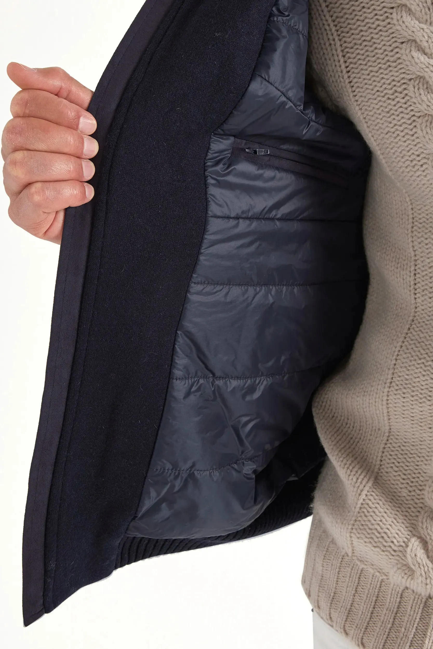 EcoFriendly Dye Blue hooded bomber - Made in Italy