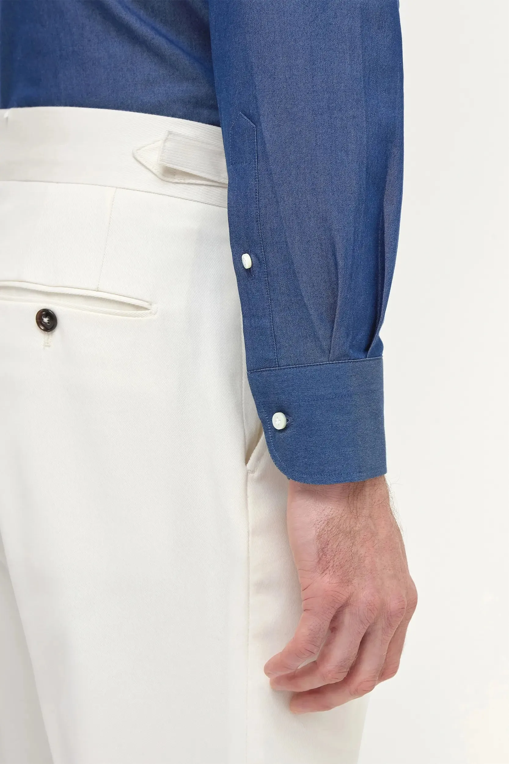 Button down denim shirt ??Sartoriale collection?? - Made In Italy Sporty Comfort Year-Round Wear