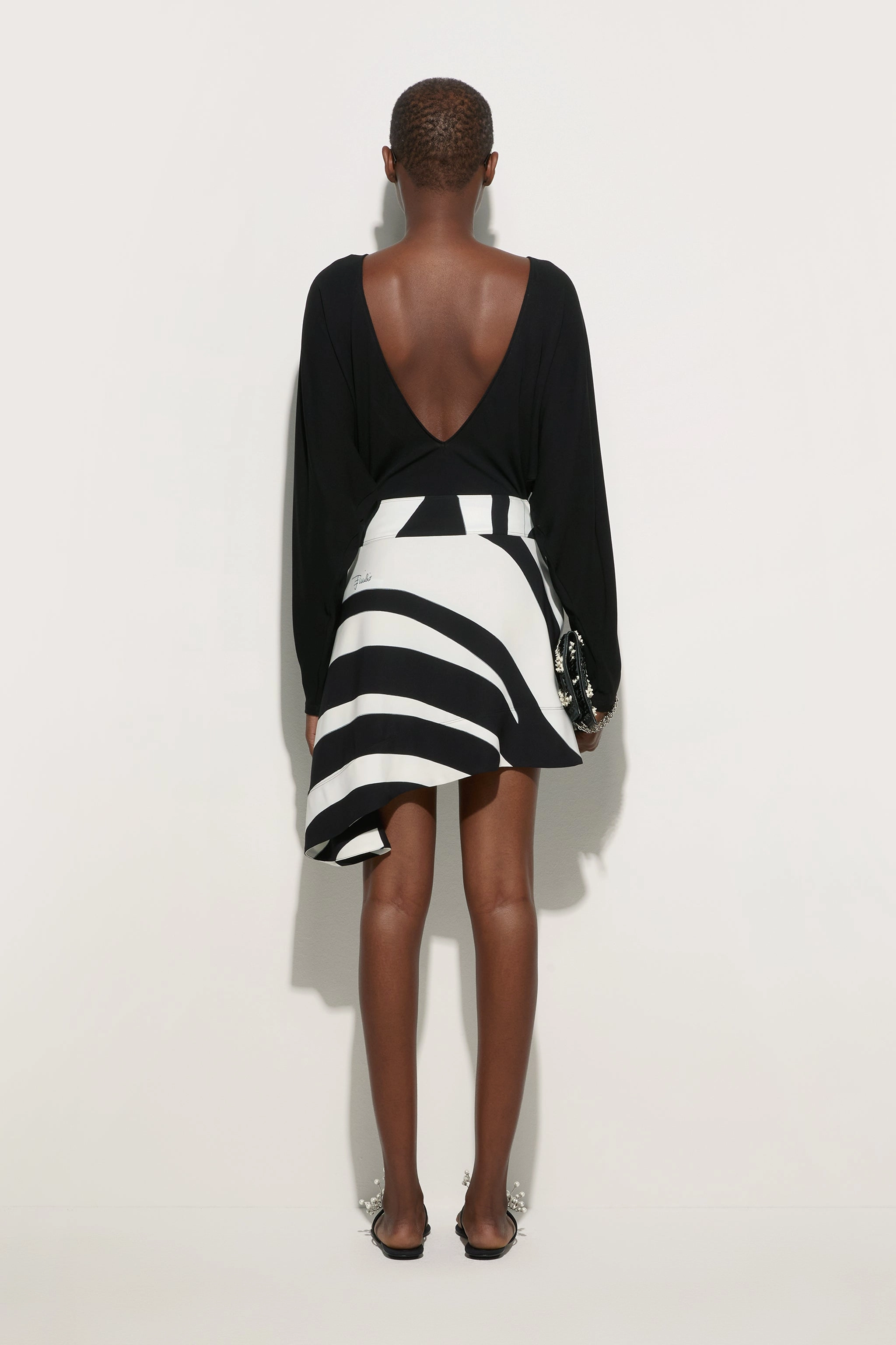 Marmo Print Asymmetrical Skirt Handmade Item Mid Rise