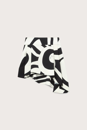 Mood Outfit Bold Edge Marmo Print Asymmetrical Skirt