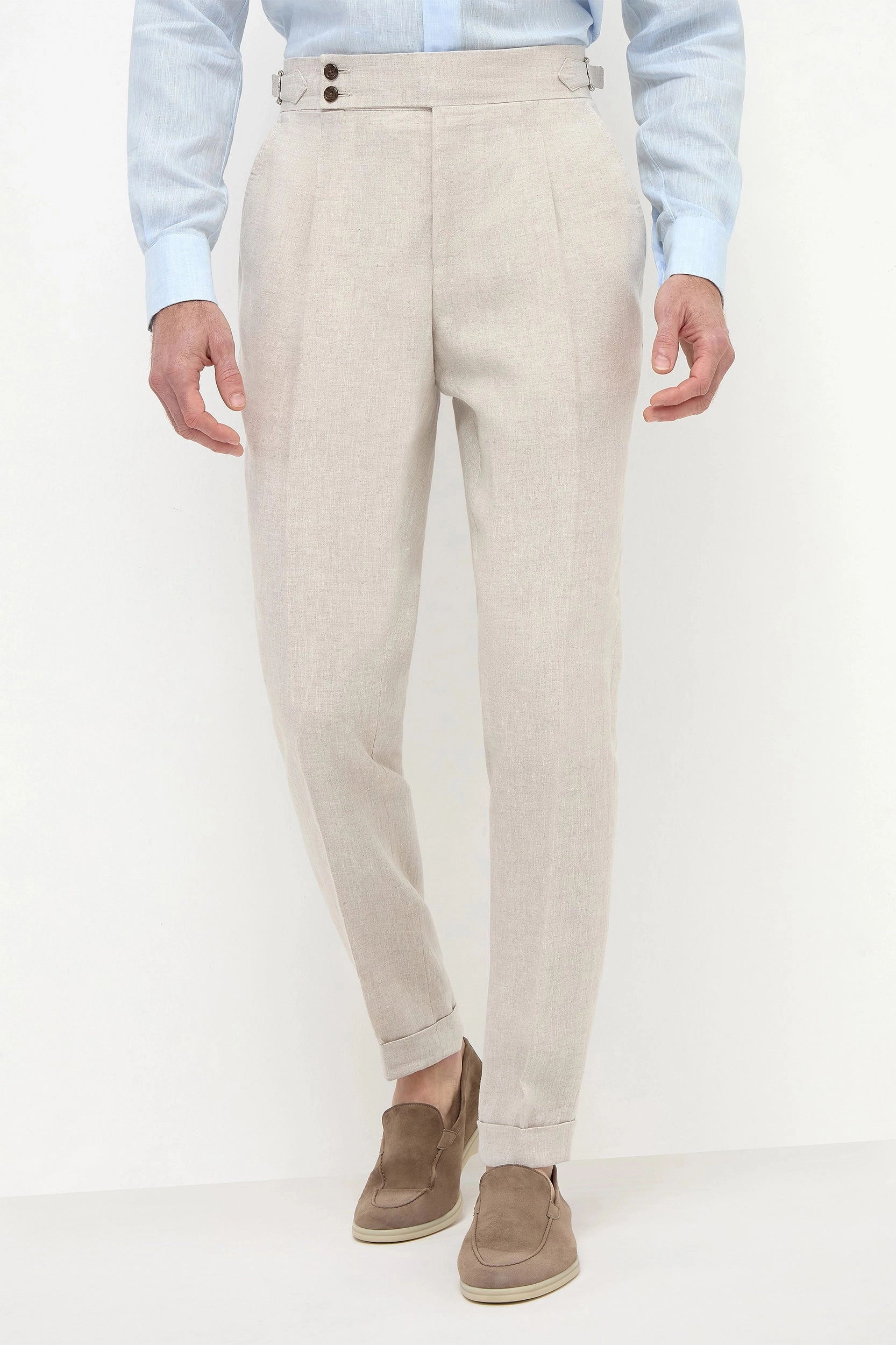 Stretch Movement Beige linen Soragna trousers  - Made in Italy