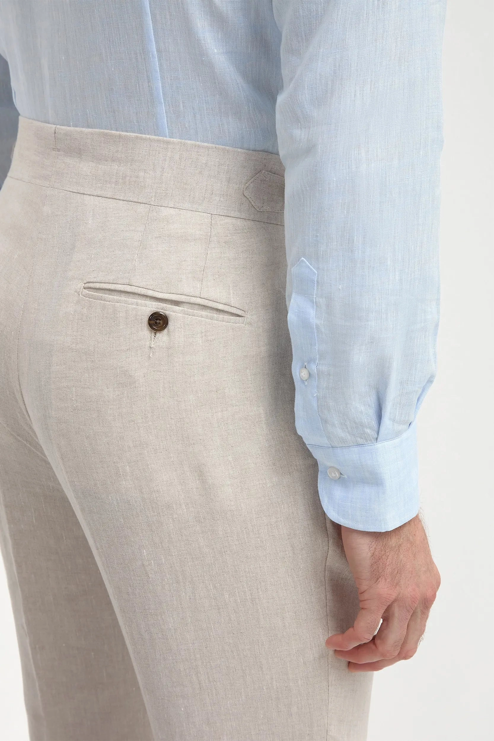 Beige linen Soragna trousers  - Made in Italy AllDayComfort Stretchable