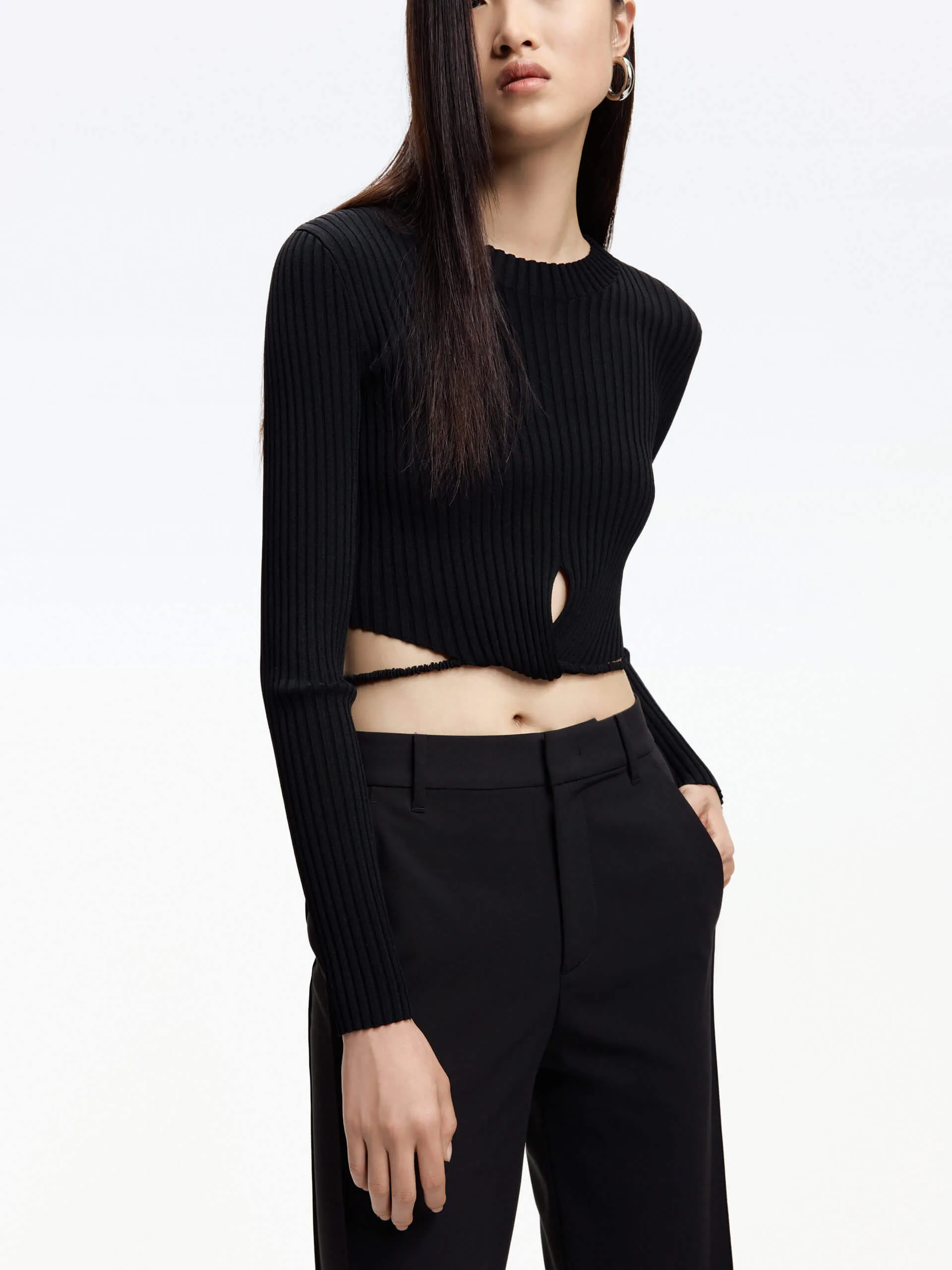 Ribbed Knit Strap Top Chilly Comfort Turtleneck