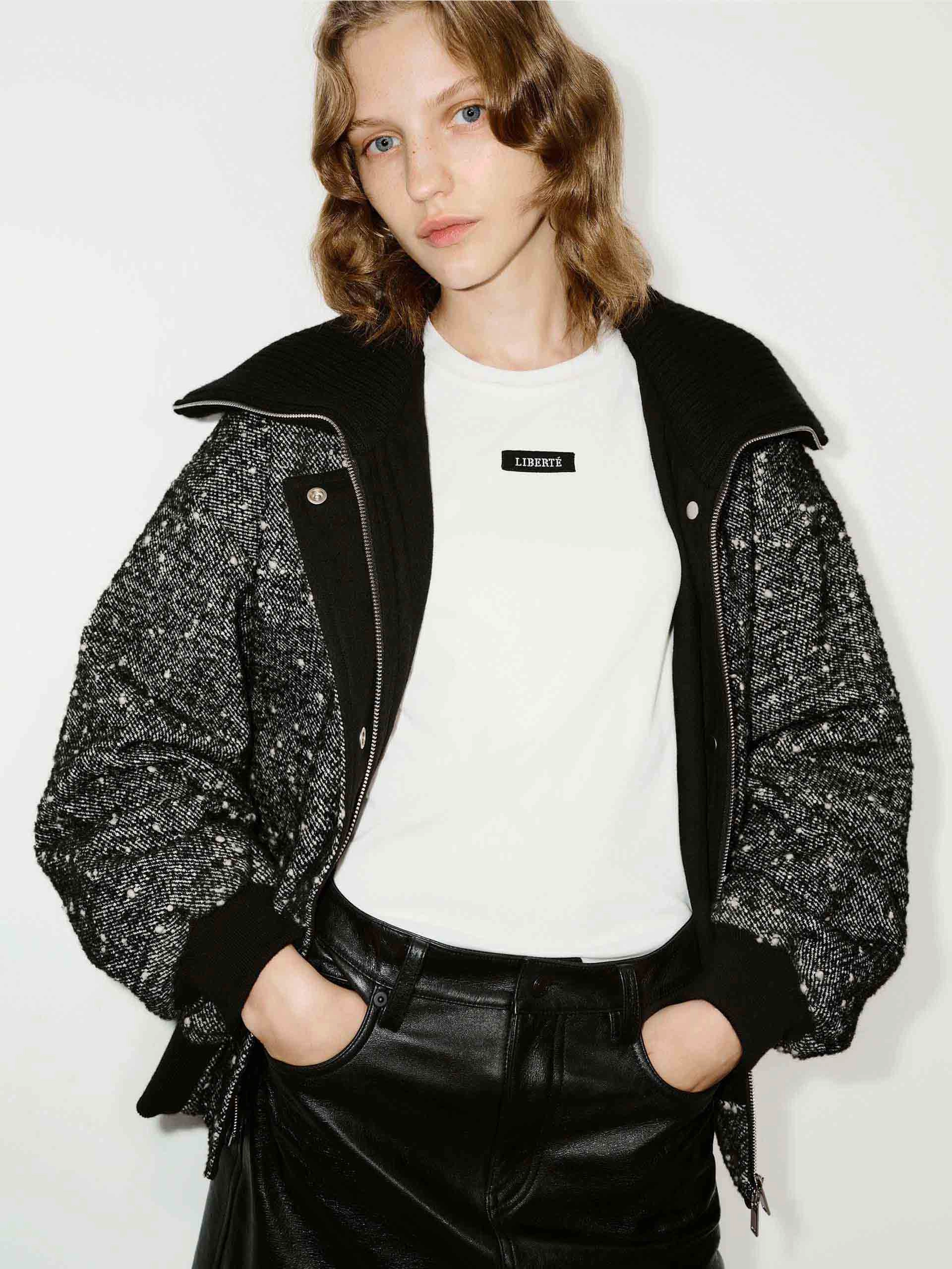 Secure Chest Pocket Friction Resistant Lapel Marled Textured Jacket