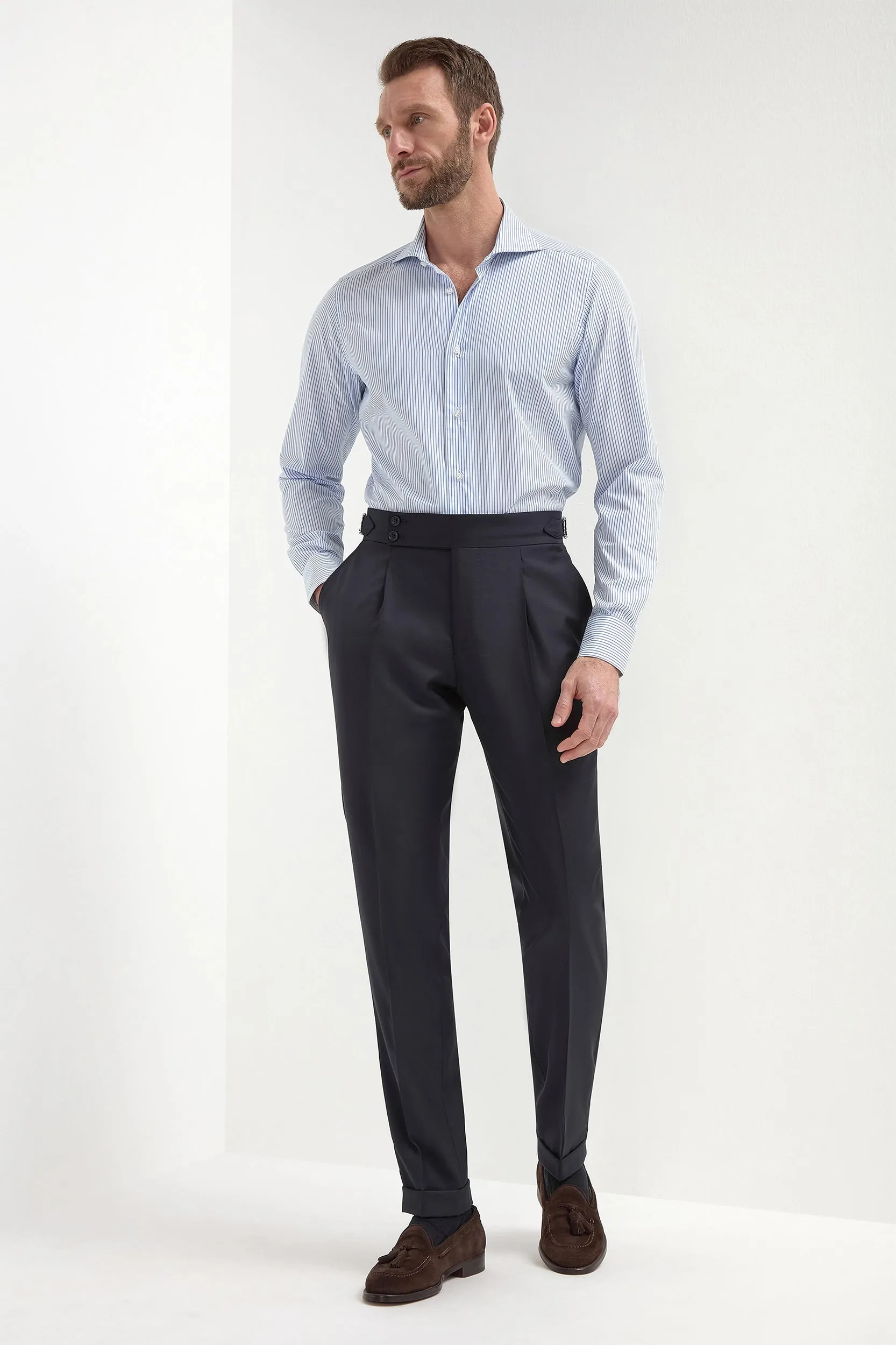 Special Occasion Winter Fashion Avio Striped Shirt - Made in Italy