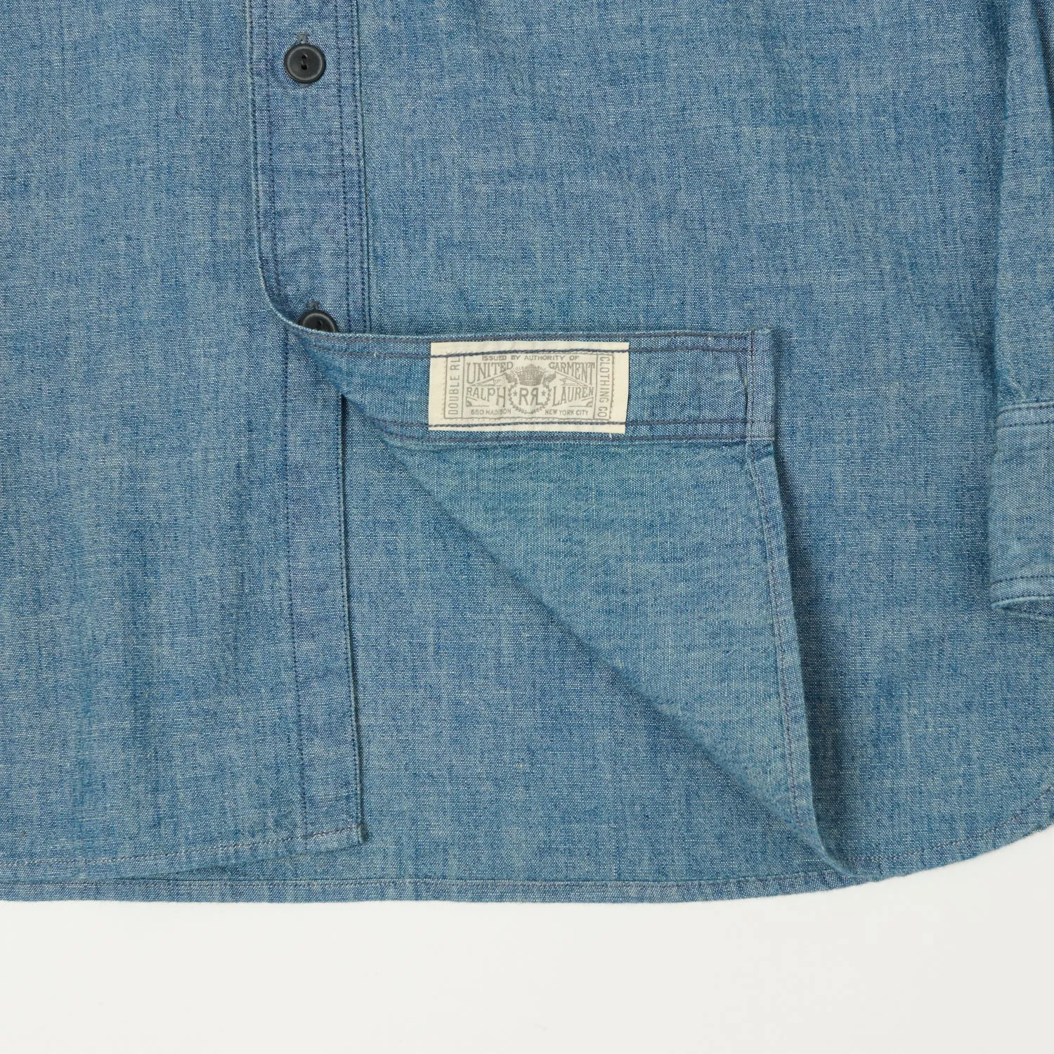 RRL Chambray Workshirt - Indigo Reinforced Hems