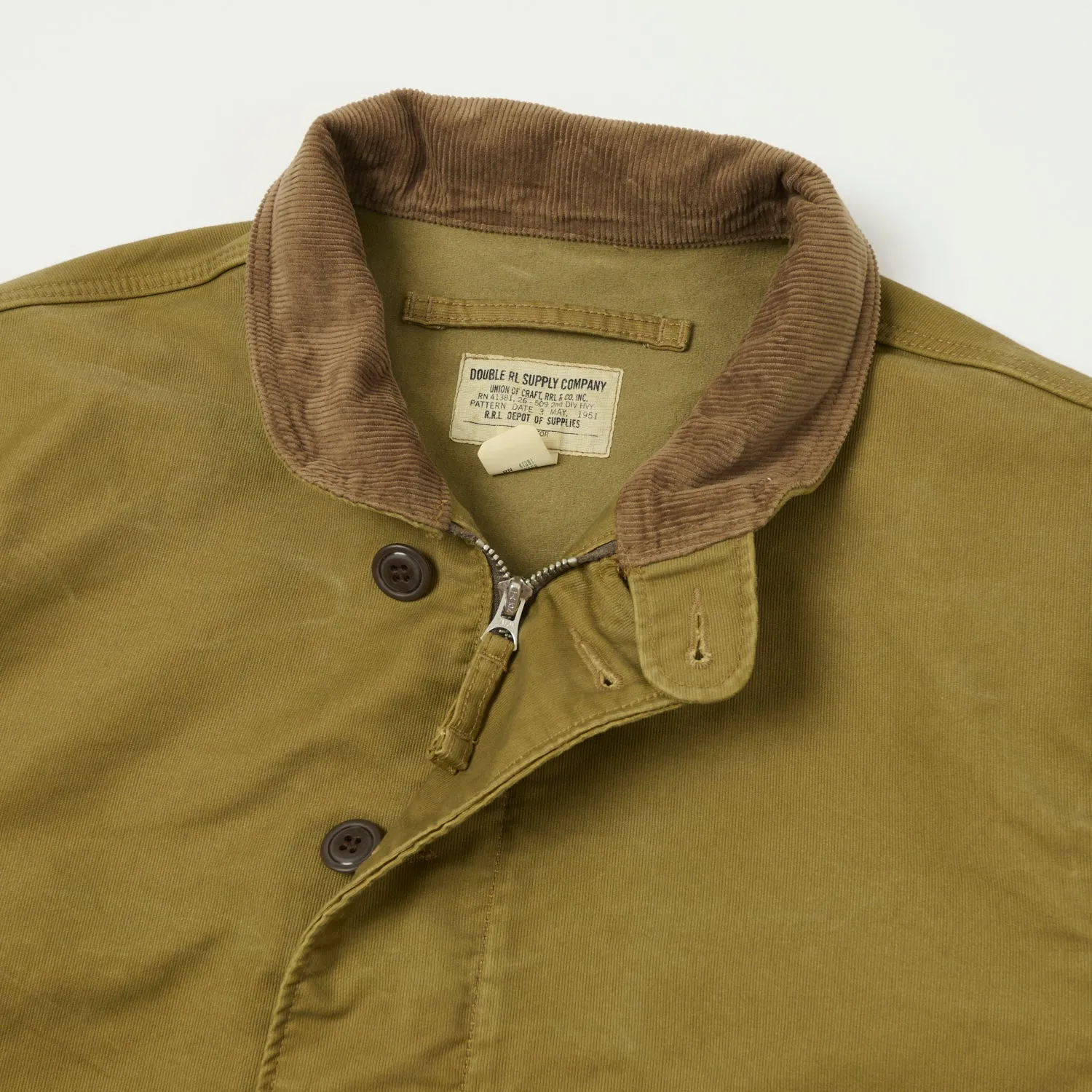 Waist String Layered construction RRL Corduroy-Collar Deck Jacket - Khaki