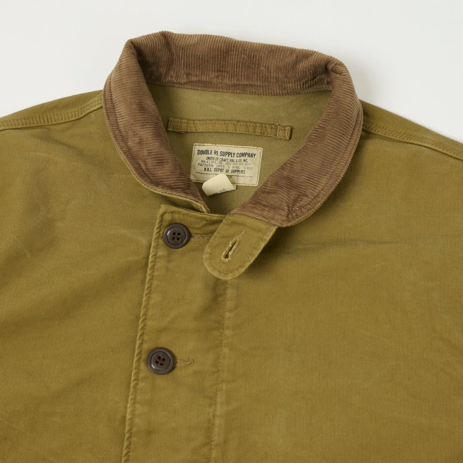 RRL Corduroy-Collar Deck Jacket - Khaki Unisex Casual Fit Softshell Material