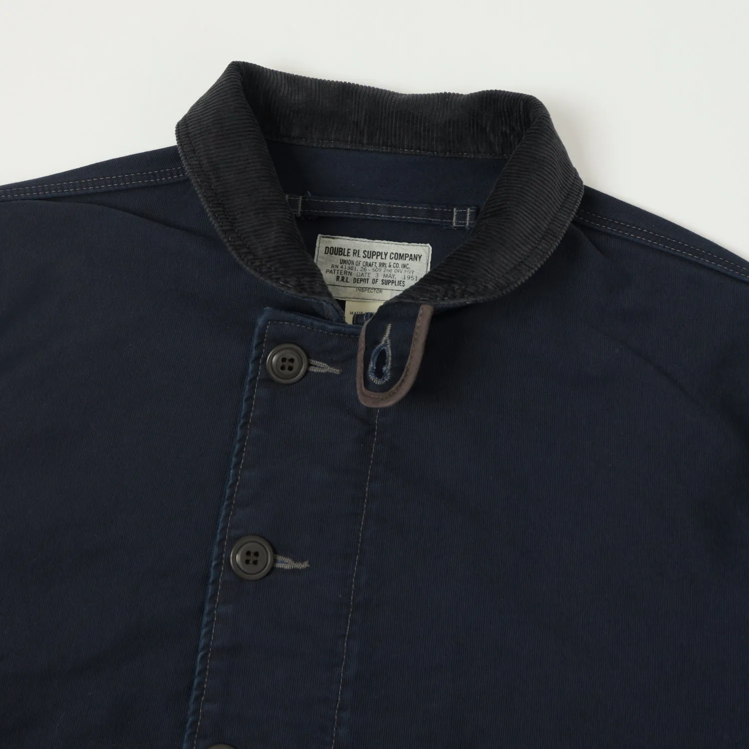 Noise Reduced Fastener System RRL Corduroy-Collar Deck Jacket - Navy