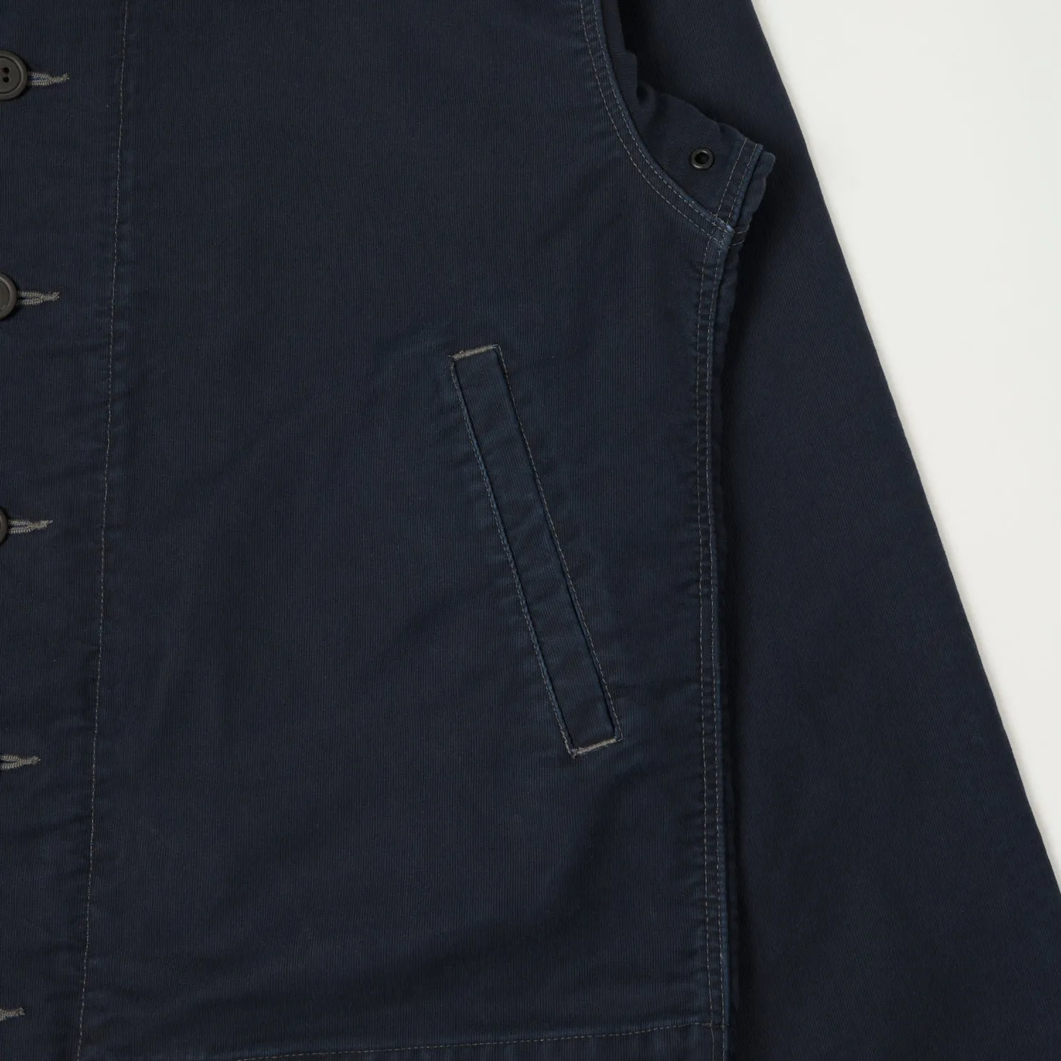 Oversized Silhouette Heat Retention Lining RRL Corduroy-Collar Deck Jacket - Navy