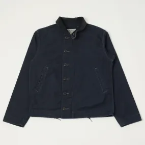 Seamless Shoulder Construction Quilted Stitching RRL Corduroy-Collar Deck Jacket - Navy