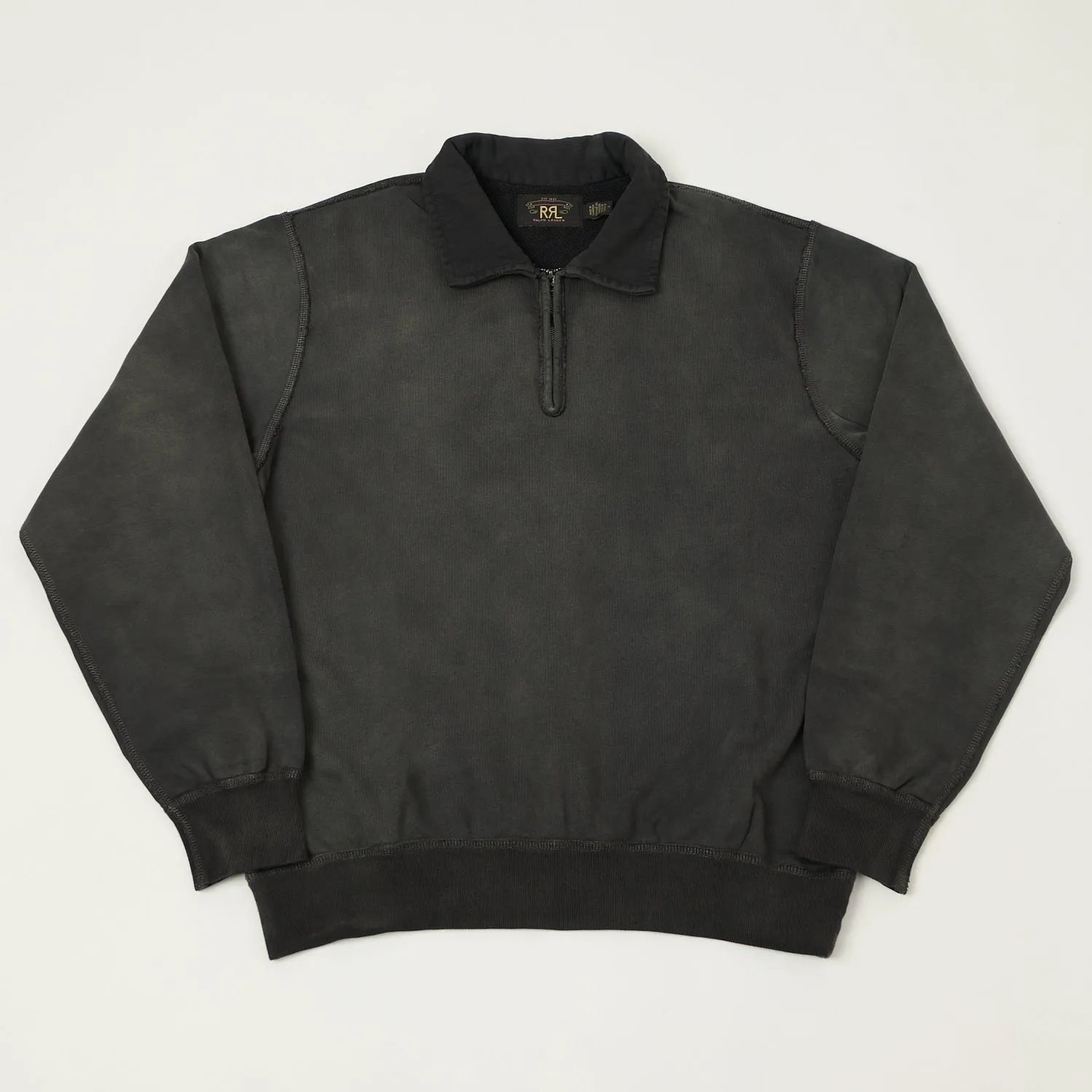 Business Ready RRL Quarter Zip Sweatshirt - Washed Black
