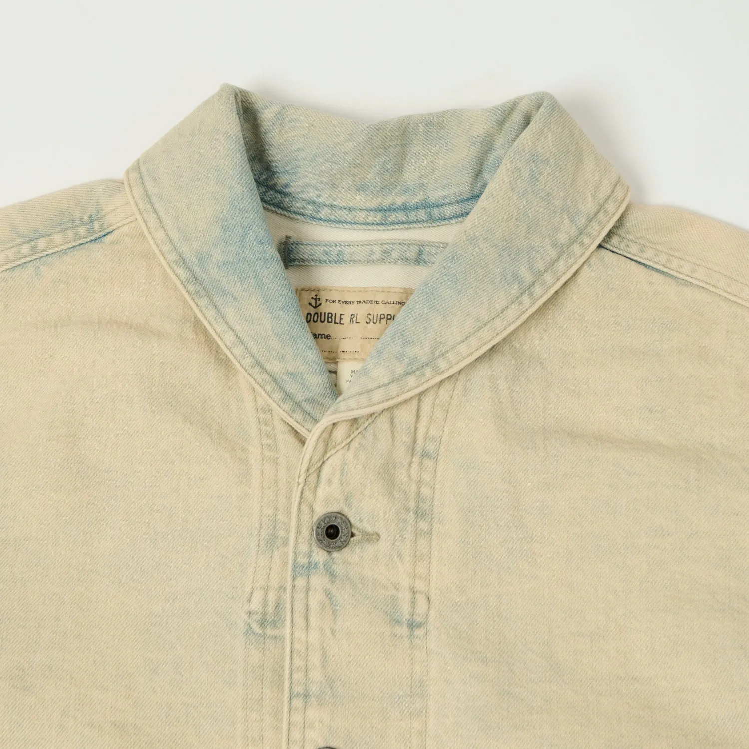 RRL Shawl Collar Overshirt - Faded Indigo Fitted Design