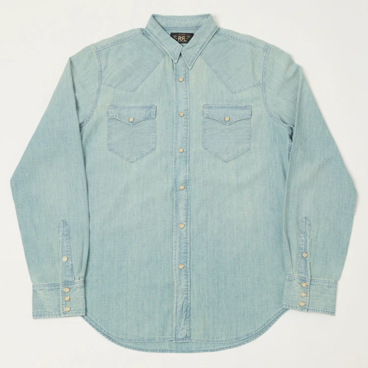 RRL Slim Fit Chambray Western Shirt - Davey Wash Earthy Palette