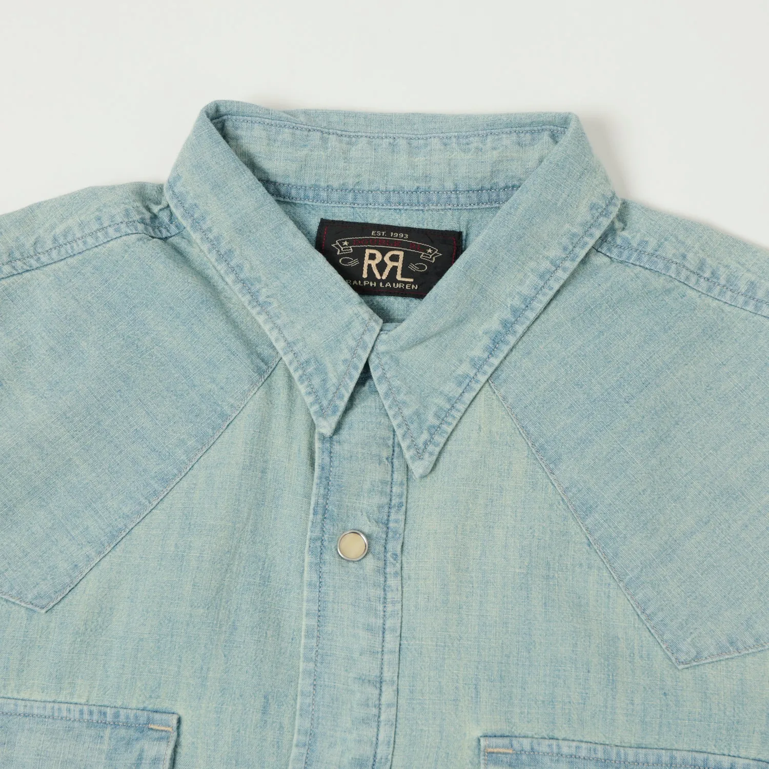 Vintage Wash RRL Slim Fit Chambray Western Shirt - Davey Wash